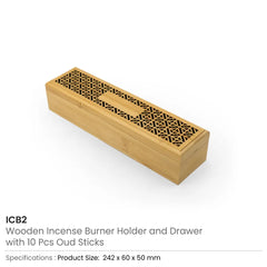 Wooden Incense Burner Holder with Drawer Includes 10 Pcs Oud Sticks | Custom Packaging Printing | Free Design Support | Yalla Printing UAE