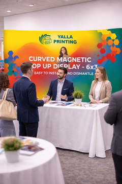 Custom Printed Magnetic Curved Pop Up Stand 6 x 3 with Foldable Structure & Hard Case – Premium Vinyl Printed Exhibition Backdrop Display | Magnet Panel System for Events, Trade Shows, Retail Promotions & Corporate Branding | Yalla Printing UAE