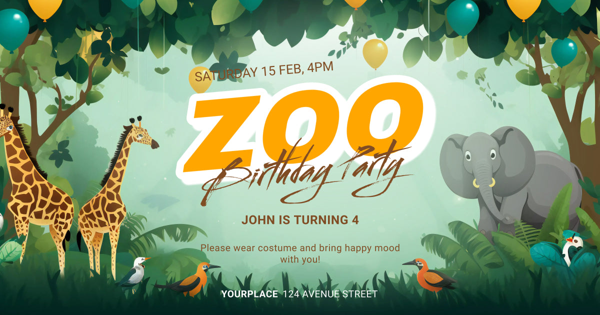 Customizable Jungle Adventure 40x150 cm PVC Flex Banner with Personalized Name & Photo - Yalla Printing