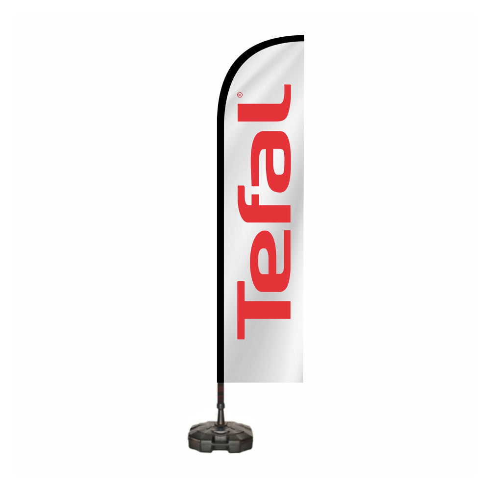Curved Top Flag with Premium Double-Sided Satin Print | 85x300cm Flag, 400cm Aluminum Pole & Heavy-Duty Water Base | Yalla Printing