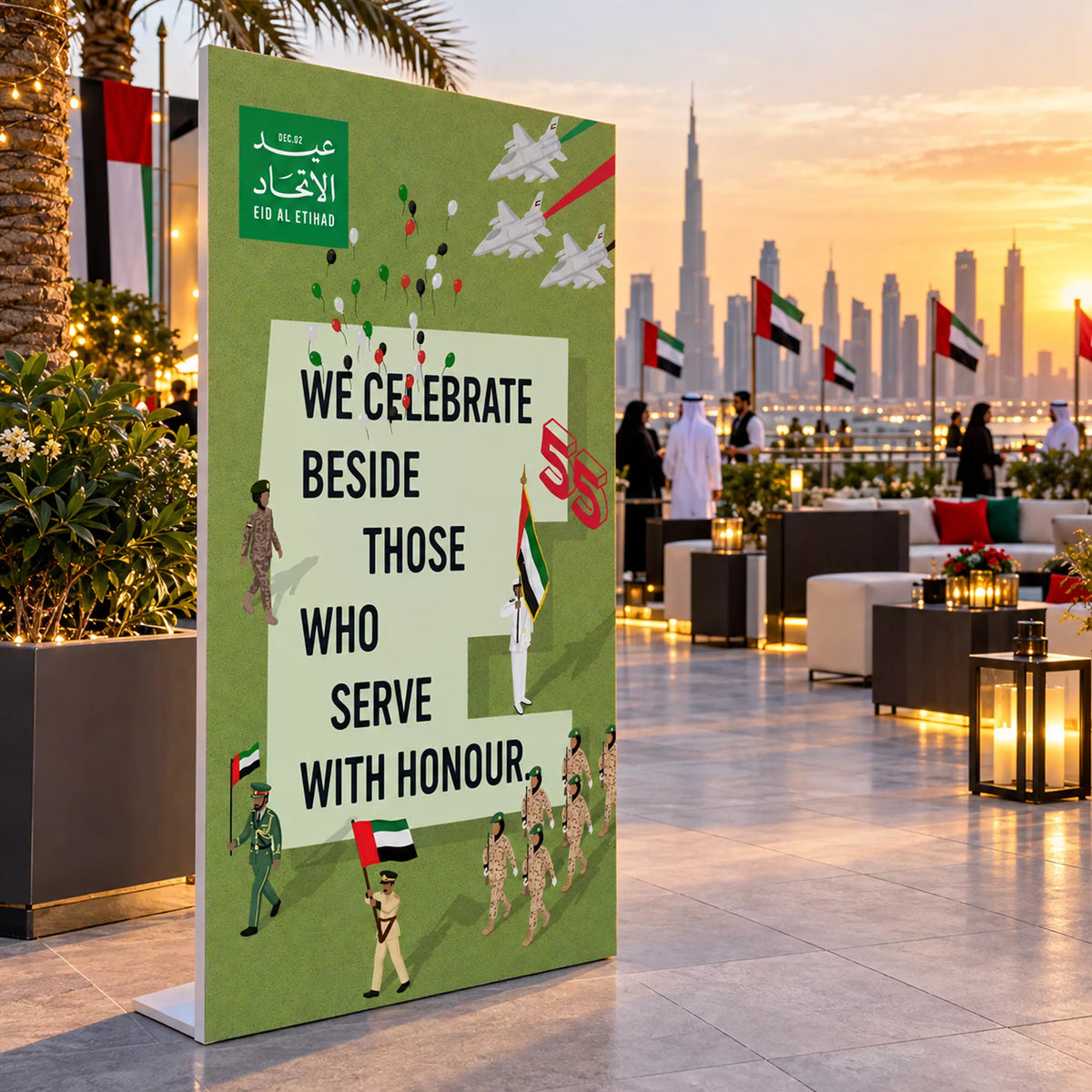UAE National Day Serve with Honour Stand Board – Green