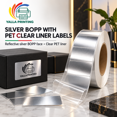 Silver BOPP with PET Clear Liner Labels — Yalla Printing product image 2