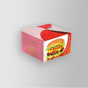 Simple Burger Box – 250 GSM, 4-Color Print, 1-Side Varnish (12.5x12.5x8 cm) | Yalla Printing - Yalla Printing