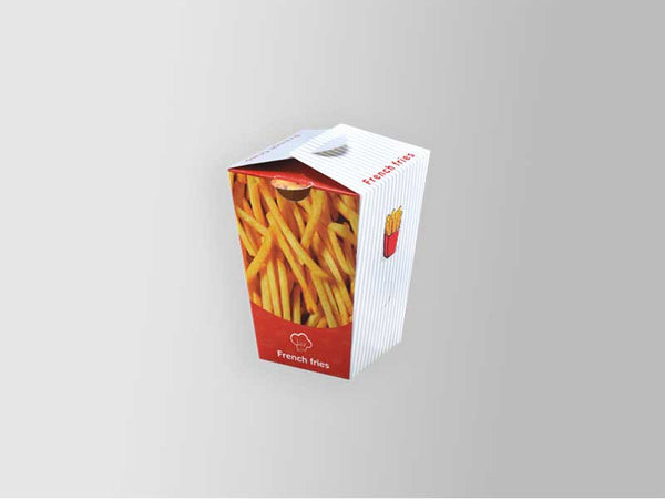 French Fries Box – Food Grade, 250 GSM, 4-Color, 1-Side Varnish (7.5x7.5x11 cm) | Yalla Printing