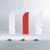 Curved Top Flag with Premium Double-Sided Satin Print | 85x300cm Flag, 400cm Aluminum Pole & Heavy-Duty Water Base | Yalla Printing