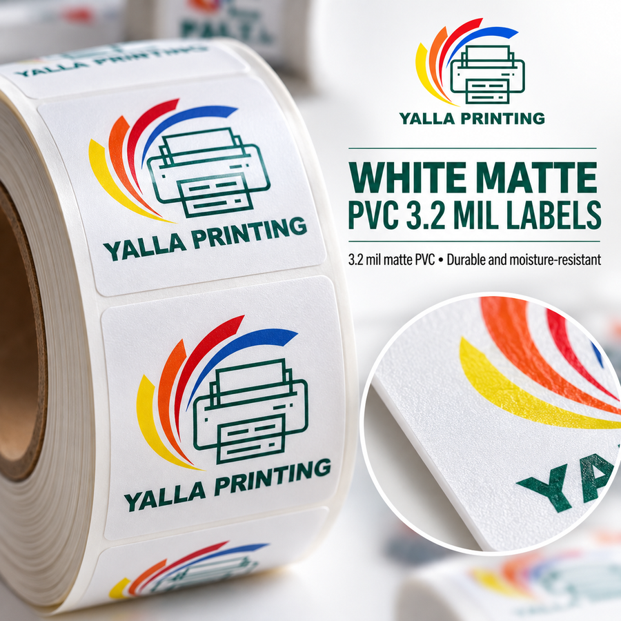 White Matte PVC 3.2 mil Labels — Yalla Printing product image