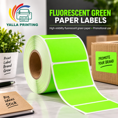 Fluorescent Green Paper Labels — Yalla Printing product image