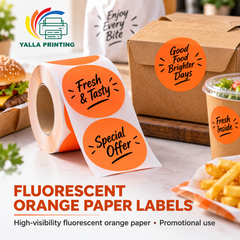 Fluorescent Orange Paper Labels — Yalla Printing product image 2