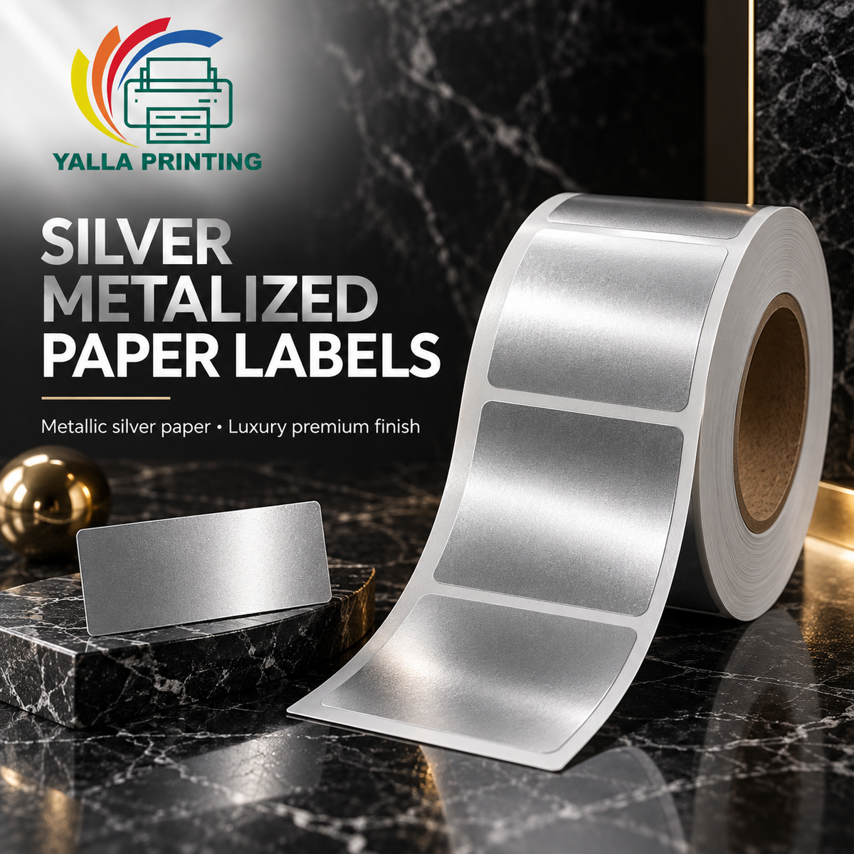 Silver Metalized Paper Labels — Yalla Printing product image