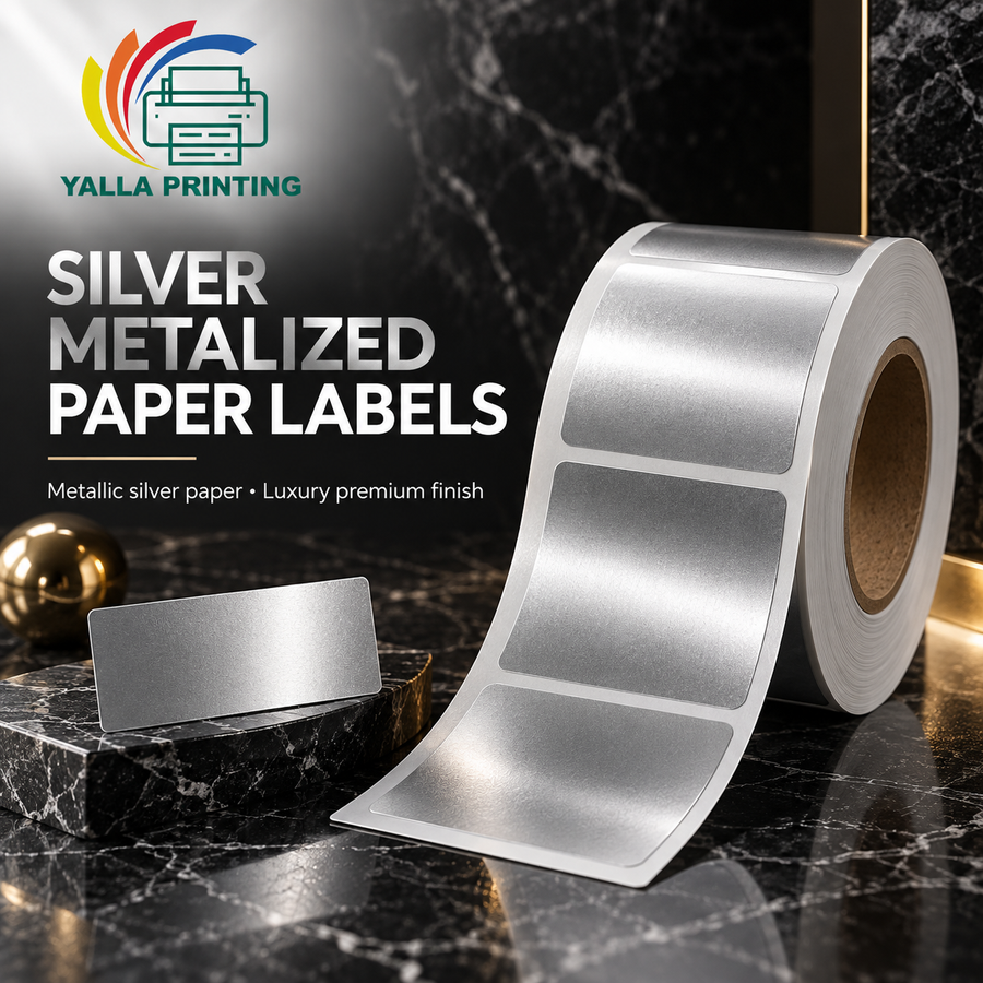 Silver Metalized Paper Labels — Yalla Printing product image