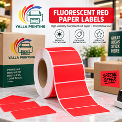 Fluorescent Red Paper Labels — Yalla Printing product image 4
