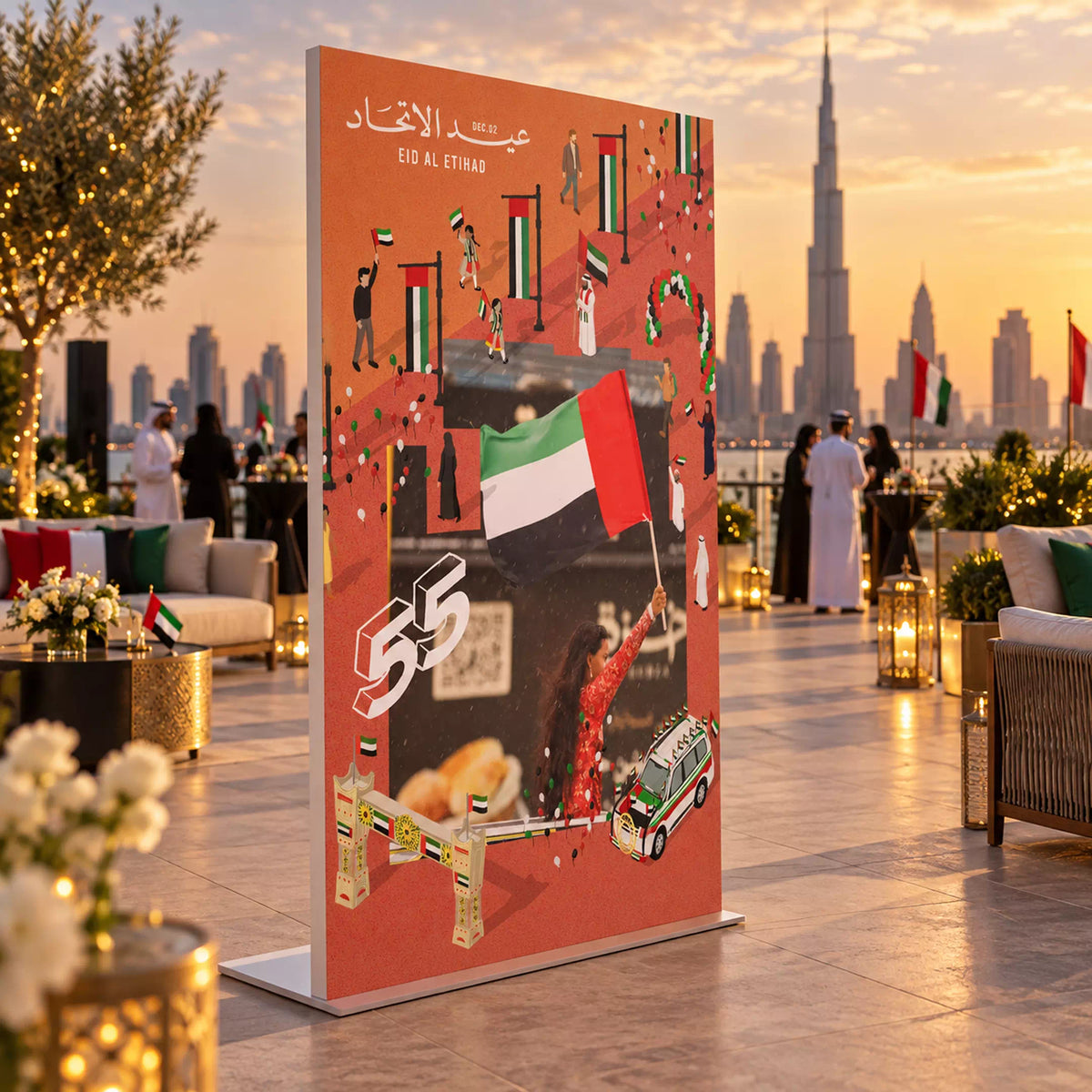 UAE National Day Flag Celebration Stand Board – Red