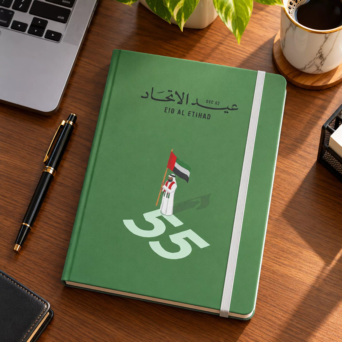 UAE National Day Flag Bearer Hardcover Diary – Green