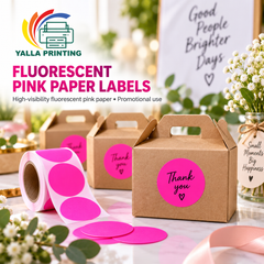 Fluorescent Pink Paper Labels — Yalla Printing product image 4