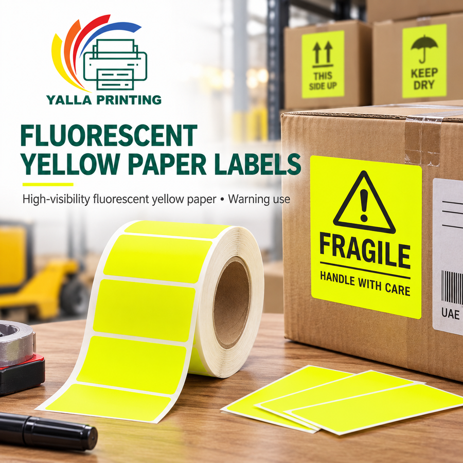 Fluorescent Yellow Paper Labels — Yalla Printing product image