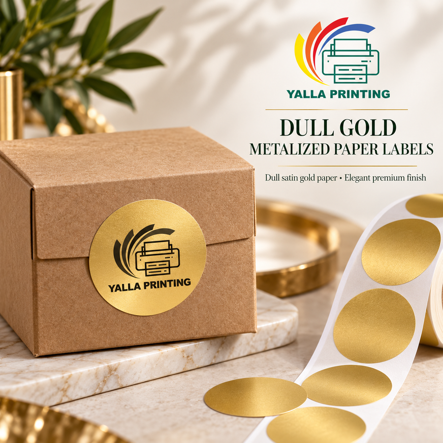 Dull Gold Metalized Paper Labels — Yalla Printing product image
