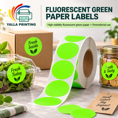 Fluorescent Green Paper Labels — Yalla Printing product image 5