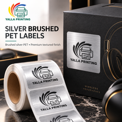 Silver Brushed PET Labels — Yalla Printing product image