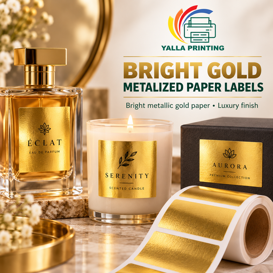 Bright Gold Metalized Paper Labels — Yalla Printing product image