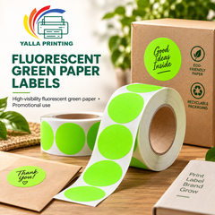 Fluorescent Green Paper Labels — Yalla Printing product image 6