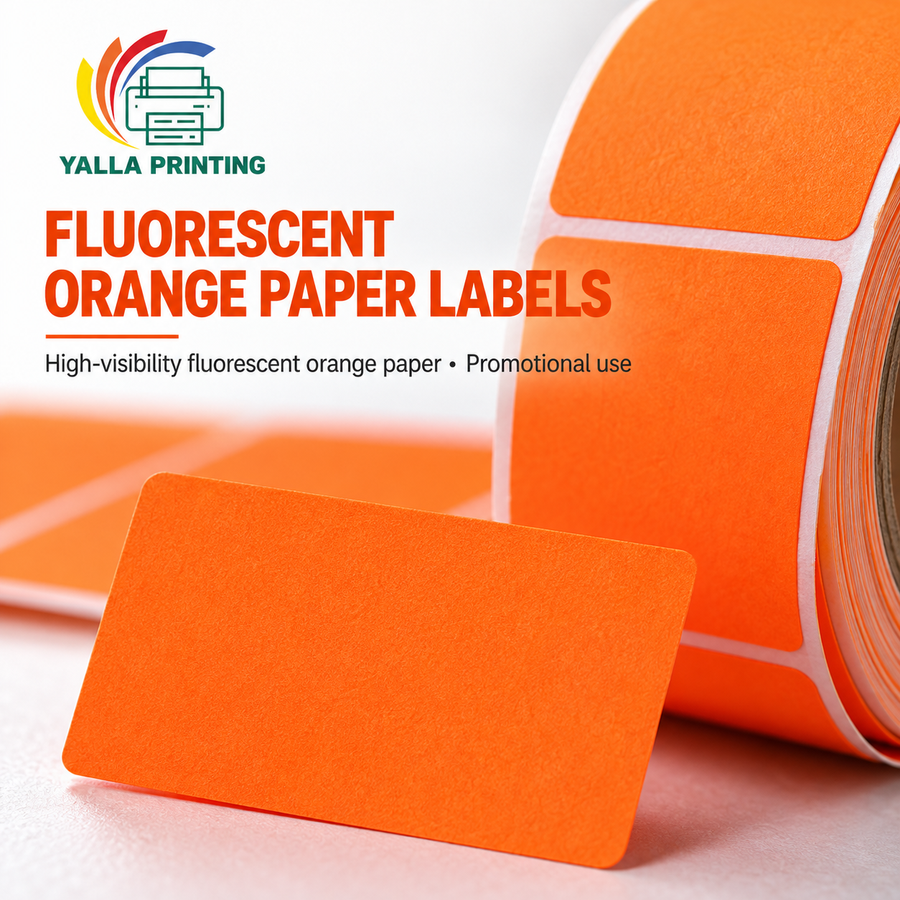 Fluorescent Orange Paper Labels — Yalla Printing product image