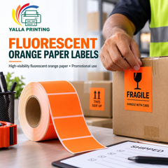 Fluorescent Orange Paper Labels — Yalla Printing product image 3