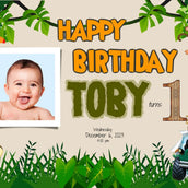 Wild Jungle Adventure Birthday Banner" - Explore the Jungle Fun! - Yalla Printing