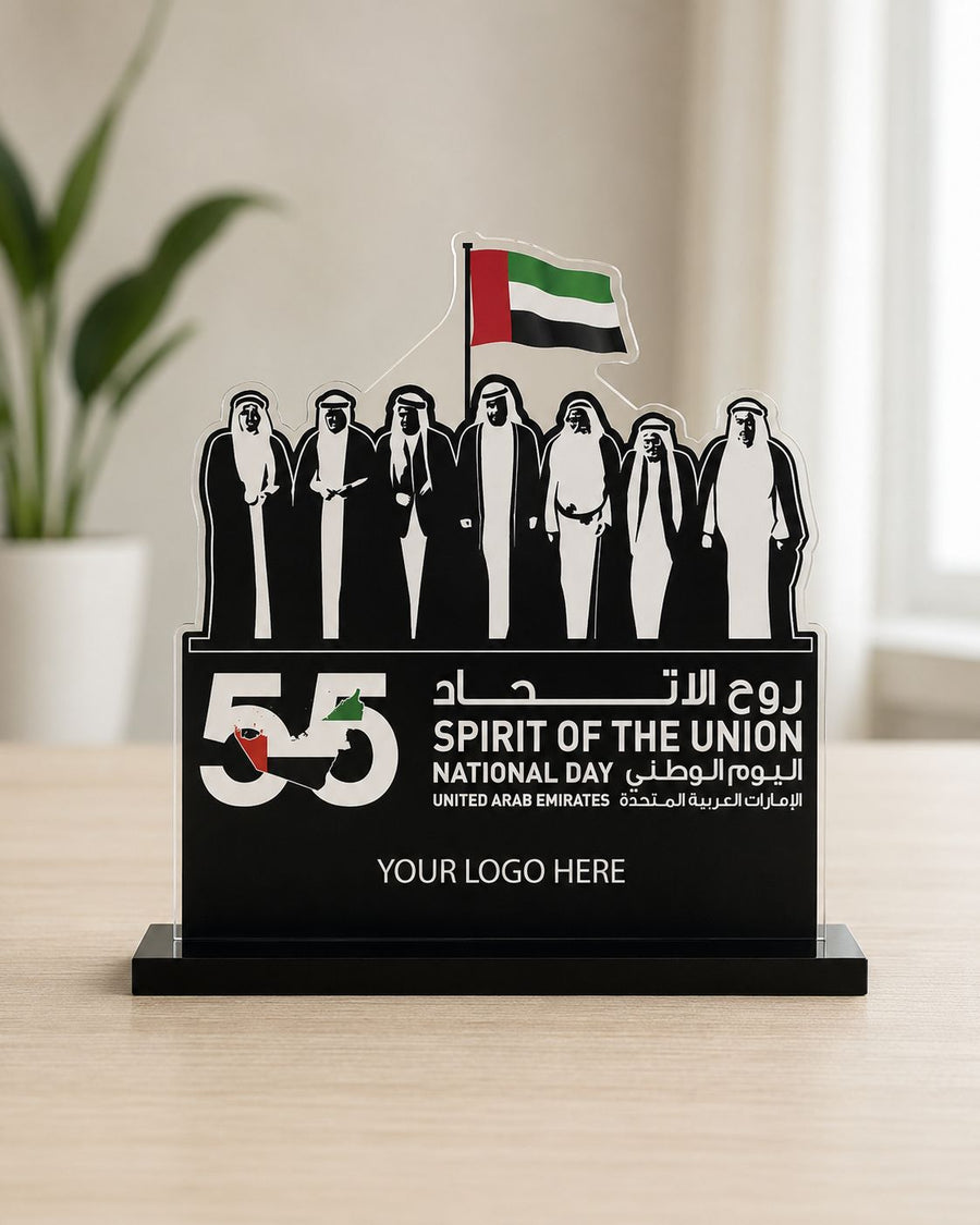 Spirit of the Union Acrylic Table Top 25x35cm | Customized UAE National Day Desk Sign – Yalla Printing UAE