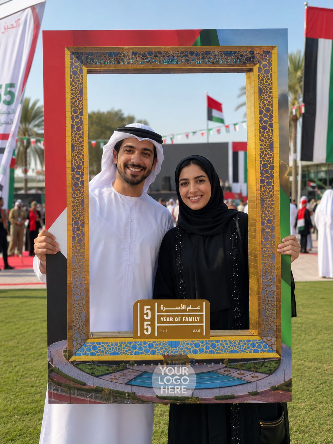 UAE National Day 2026 Dubai Skyline Vertical Selfie Frame – Yalla Printing UAE