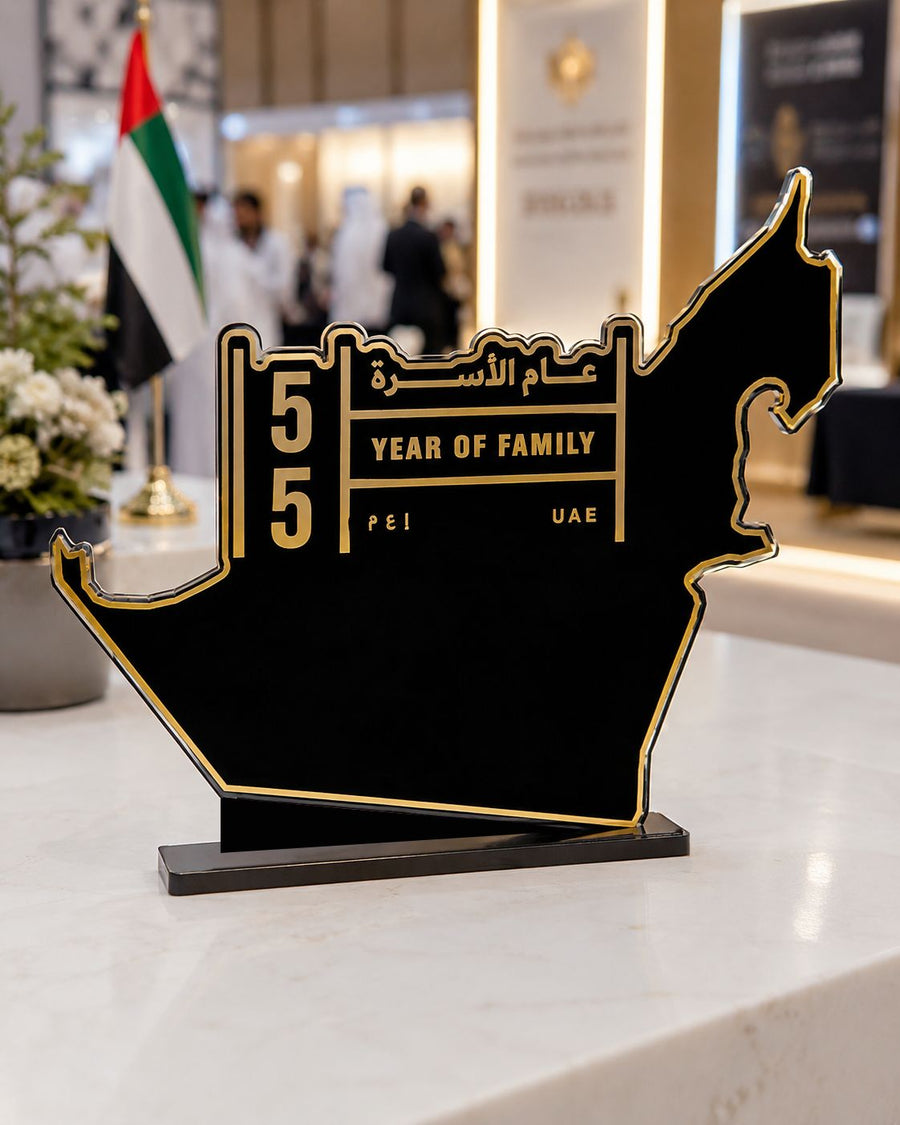 Layered UAE Map Acrylic Table Top 30x25cm | Customized UAE National Day Desk Display – Yalla Printing UAE