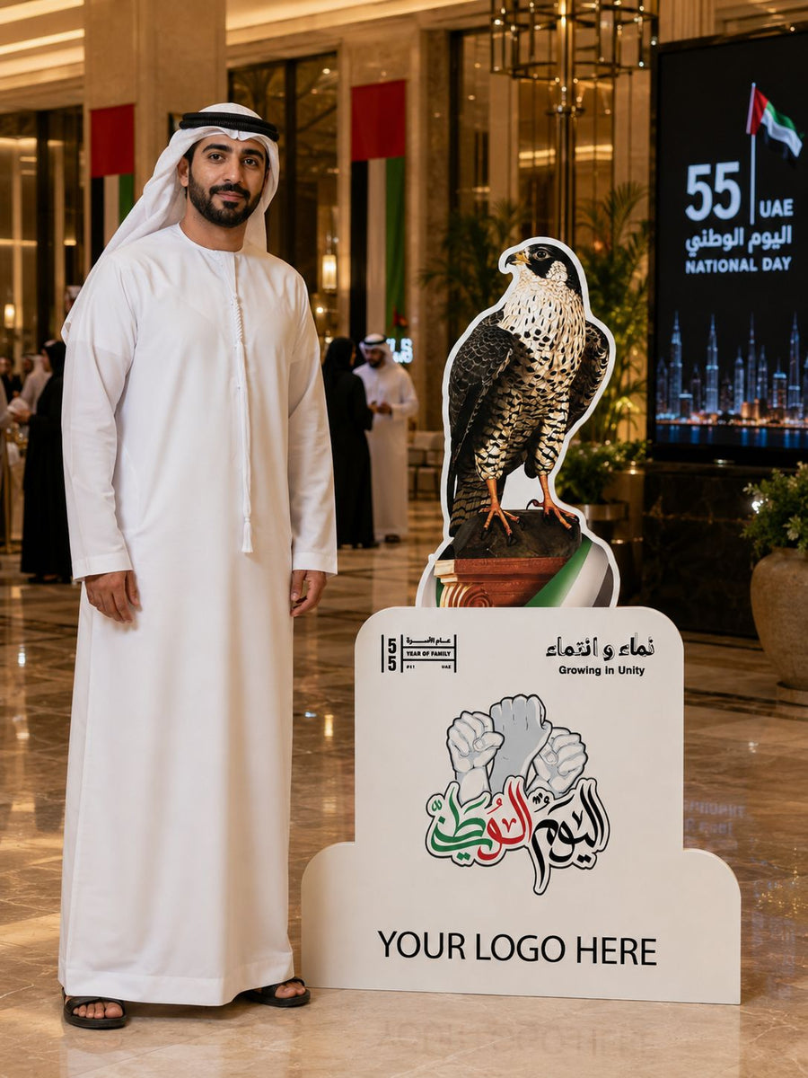 UAE National Day 2026 Falcon Heritage Character Cutout – Yalla Printing UAE