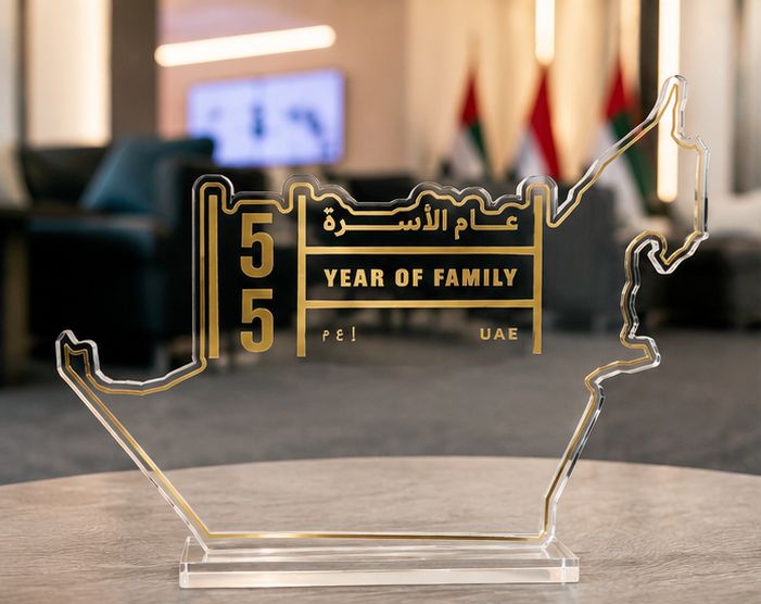 Clear UAE Map Acrylic Table Top 30x25cm | Customized National Day Desk Centrepiece – Yalla Printing UAE