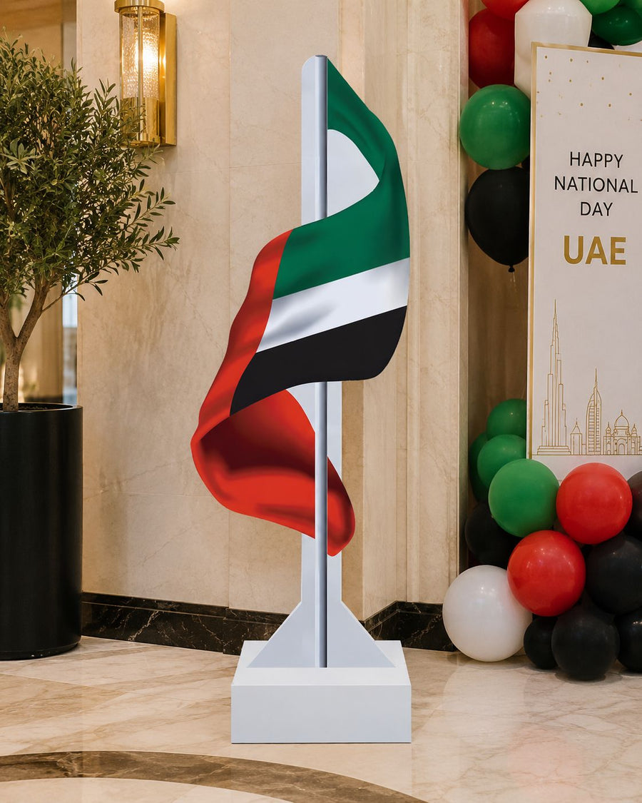 UAE National Day 2026 Flag Cutout with Base Stand – Yalla Printing UAE