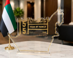 Clear UAE Map Acrylic Table Top 30x25cm | Customized National Day Desk Centrepiece – Yalla Printing UAE