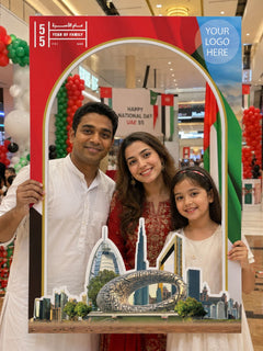 Dubai Landmarks Selfie Frame 80x120cm | Customized Eid Al Etihad Photo Booth Prop – Yalla Printing UAE