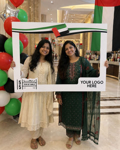 UAE Flag Wave Horizontal Selfie Frame 120x80cm | Customized National Day Photo Booth Prop – Yalla Printing UAE