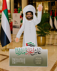 Emirati Male Character Cutout 90x180cm | Customized Eid Al Etihad Event Standee – Yalla Printing UAE