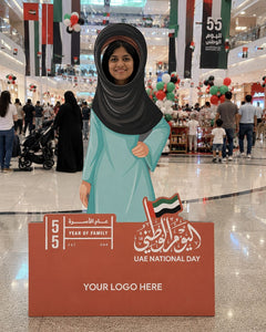 Emirati Female Character Cutout 80x150cm | Customized UAE National Day Event Standee – Yalla Printing UAE