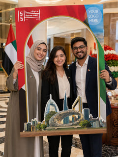 Dubai Landmarks Selfie Frame 80x120cm | Customized Eid Al Etihad Photo Booth Prop – Yalla Printing UAE