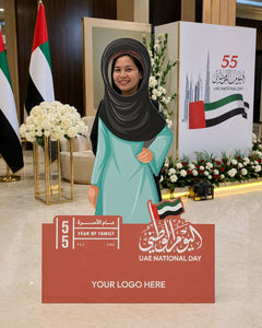 Emirati Female Character Cutout 80x150cm | Customized UAE National Day Event Standee – Yalla Printing UAE