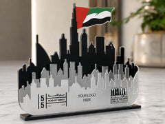 UAE Skyline Acrylic Table Top 35x25cm | Customized Eid Al Etihad Desk Display – Yalla Printing UAE