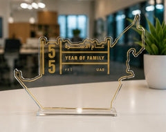 Clear UAE Map Acrylic Table Top 30x25cm | Customized National Day Desk Centrepiece – Yalla Printing UAE