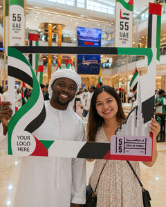 UAE Skyline Horizontal Selfie Frame 120x80cm | Customized Eid Al Etihad Photo Booth Prop – Yalla Printing UAE
