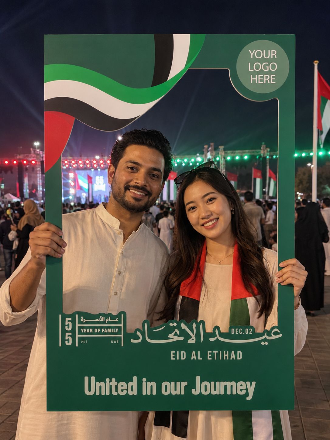 United in Our Journey Selfie Frame 80x120cm | Customized UAE National Day Photo Prop – Yalla Printing UAE