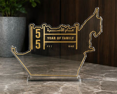 Clear UAE Map Acrylic Table Top 30x25cm | Customized National Day Desk Centrepiece – Yalla Printing UAE