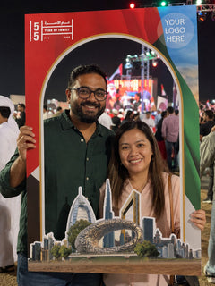 Dubai Landmarks Selfie Frame 80x120cm | Customized Eid Al Etihad Photo Booth Prop – Yalla Printing UAE