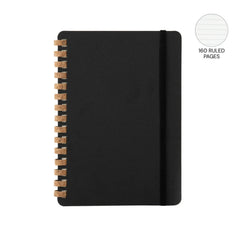 CORDOBA - eco-neutral Cork Spiral Notebook - Black