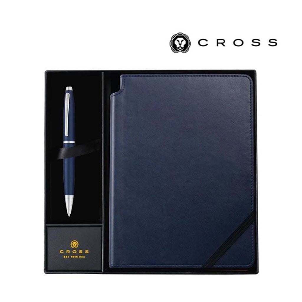 Custom Printed Cross Calais™ Metallic Blue Ballpoint Pen with Classic Blue Journal Gift Set | Exhibitions, Conferences, Corporate Events | Yalla Printing UAE