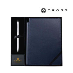 Pen Gift Sets – Cross Click™ Chrome Ballpoint Pen with Classic Blue Journal Gift Set | Custom Packaging Printing | Free Design Support | Yalla Printing UAE