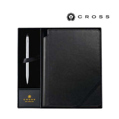 Pen Gift Sets – Cross Click™ Chrome Ballpoint Pen with Classic Black Journal Gift Set | Custom Packaging Printing | Free Design Support | Yalla Printing UAE